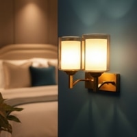 Eliante Modern Wall Lights Mild Steel & Glass Material Antique Gold & Champaign Finish