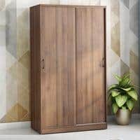 Jaden Engineered Wood 2 Door Sliding Wardrobe Without Mirror in Classic Walnut Finish
