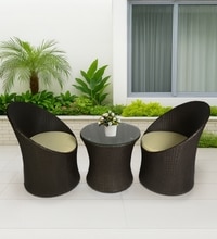 Sydney Wicker Table And Chair Set In Brown Dual Tone Finish