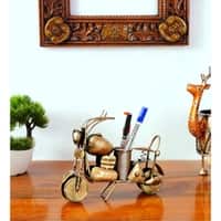 Desert Art Metal Handpainted Golden Bike Pen Stand