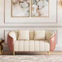 Amora 2 Seater Fabric Sofa in Dual Tone Birch Beige and Sienna Brown