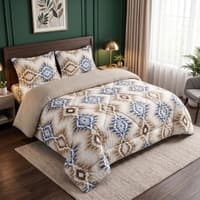 Cream Floral 4 Pcs Comforter set with Queen size bedsheet + 2 Pillow covers