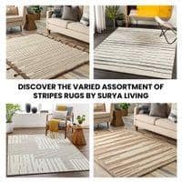 Cream Stripes Pet Yarn 5x7 Carpet