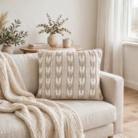 Margot Stone Combo Cotton Knitted Decorative Cushion Cover 16 x 16 Inches