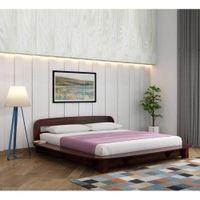 Bardot Solid Wood Queen Size Non Storage Bed In Walnut Finish