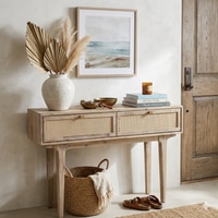 Scandinavian Forres Oak Console Table in Beige Colour