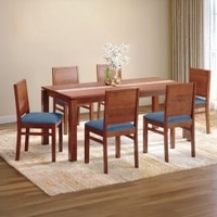 Atlas Crest Storage Solid Wood 6 Seater Dining Table With Atlas Dining Chairs Set