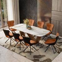 Paloma 8 Seater Pluto Spanish Ceramic Dining Table With Tulip Dining Chairs