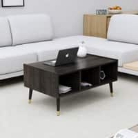 Hexa Engineered Wood Coffee Table With Storage And Open Rack In Flower Wenge
