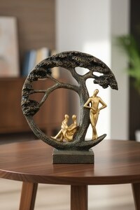 Modern Family Tree Sculpture Showpiece Black Decorative Table Accent