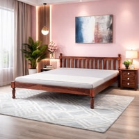 Norwood Solid Wood King  Size Bed Without Storage (Honey Oak Finish)