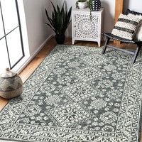 Kaylie Slate Gray Geometric Hand-Tufted Wool 7.5X5 Feet Carpet