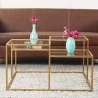 Valentino Clear Glass Bunching Coffee Table In Dark Gold Finish