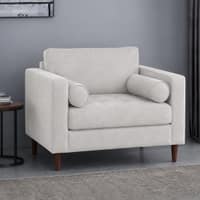 Bruch Boucle Fabric Arm Chair in White Colour