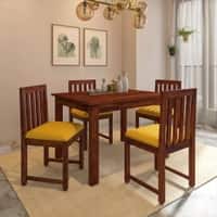 Aura 4 Seater Dining Set with Cushioned Chairs in Yellow Colour