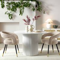 Velin Round Solid Mango Wood Pedestal Dining Table Washed White
