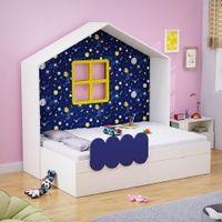 Little Hut Engineered Wood Drawer Storage Bed in White Colour