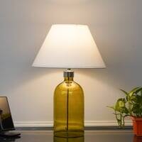 OLVIRA Modern Green Glass Table Lamp with Silver Metal Accent