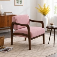 Citrus Boucle Fabric Arm Chair in Pink