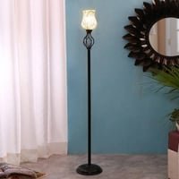 Cora Black Glass Shade Floor Lamp