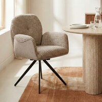 Cotton Fabric Dining Chair in Beige Colour