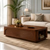 Oakley Sheesham Wood Sunburst Coffee Table in Walnut Finish
