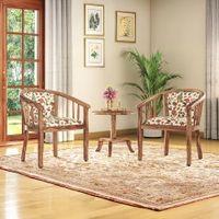 Bella Lounge Chair Finish Teak Beige Flora Colour
