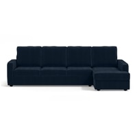 Apollo Sofa (Colour : Sea Port Blue Velvet, Cushion : Hard, Back Type : High Back, Seating Capacity : Right Aligned 3 Seater + Right Aligned Chaise + Ottoman)