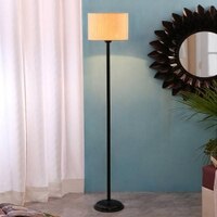 Frasier Black Cotton Shade Floor Lamp