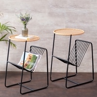 Rattan Iron Side Table in  Finish - Set of 2