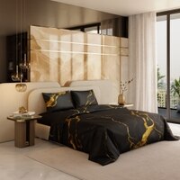 Stoa Paris 300TC UltraSatin King Size Comforter,  Lightweight, Black Gold