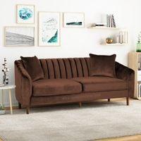 Mid Century Fabric Sofa (Brown Velvet)