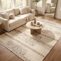 Jaipur Rugs Soft Liner Geometric Wool 6x9 Feet Undyed White And Natural White Dhurrie Carpet