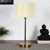 off-white cotton with Metal Gold Table Lamp