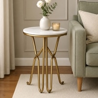 Metalia Metal Side Table in Gold Colour