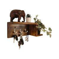 Preston Wooden Wall Shelf Organiser With Key Holders