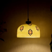 Ornamental Glass Electric Ceiling Light in White Colour