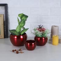 Hanging Hammered Apple Planter Set Of 3 In Copper Colour