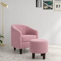 Daviana Boucle Fabric Lounge Chair in Pink Colour