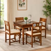 Rangrez Sheesham Wood 4 Seater Dining Set in Provincial Teak Finish