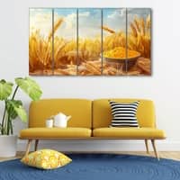 The Castle Decor Wheat Wall Painting Wooden Framed 27x48 Inch