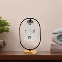 Devansh Multicolor Glass Wooden & Iron  Table Lamp -17 Inch Height  -Anh