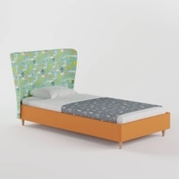 Doodle Engineered Wood Bed in Orange Colour