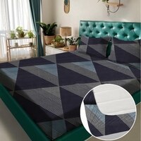 Navy Blue Abstract 180 TC Fitted 1 King  Bedsheet with 2 Pillow Covers