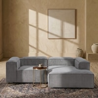 Elegantedge Wood Left Aligned 2-Seater With Upholstery Non Storage Sofa In Grey Colour