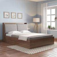 Tyra King Size Bed Box Storage In Classic Walnut Finish