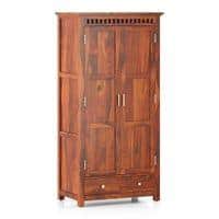 Fidora Solid Wood 2 Door Wardrobe in Honey Finish