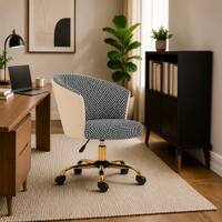 Doe Buck Paolo Beige Houndstooth Upholstered Swivel Office Chair