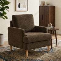 Oliver Boucle Fabric Lounge Chair in Brown Colour