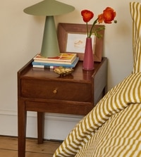 Harmful Solid Wood Bed Side Table In Dark Brown  Finish